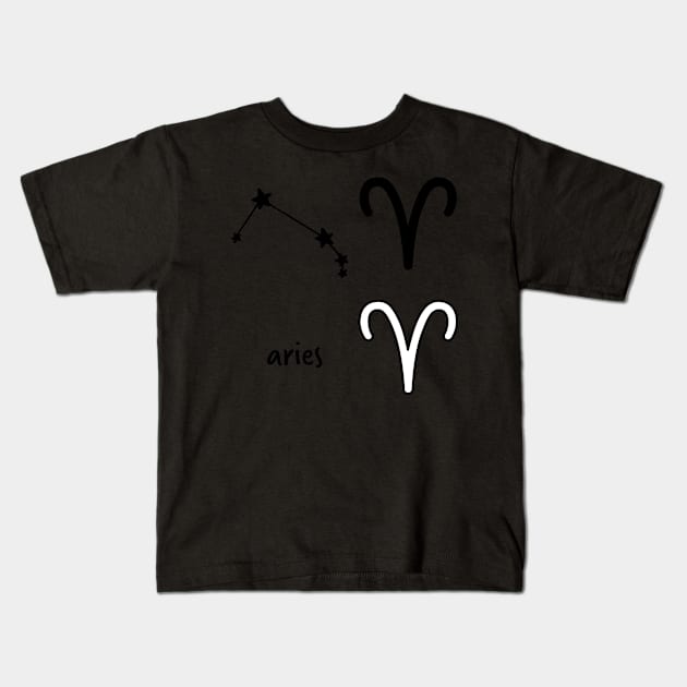 Aries Star Sign Symbol and Constellation Sticker Pack Kids T-Shirt by murialbezanson